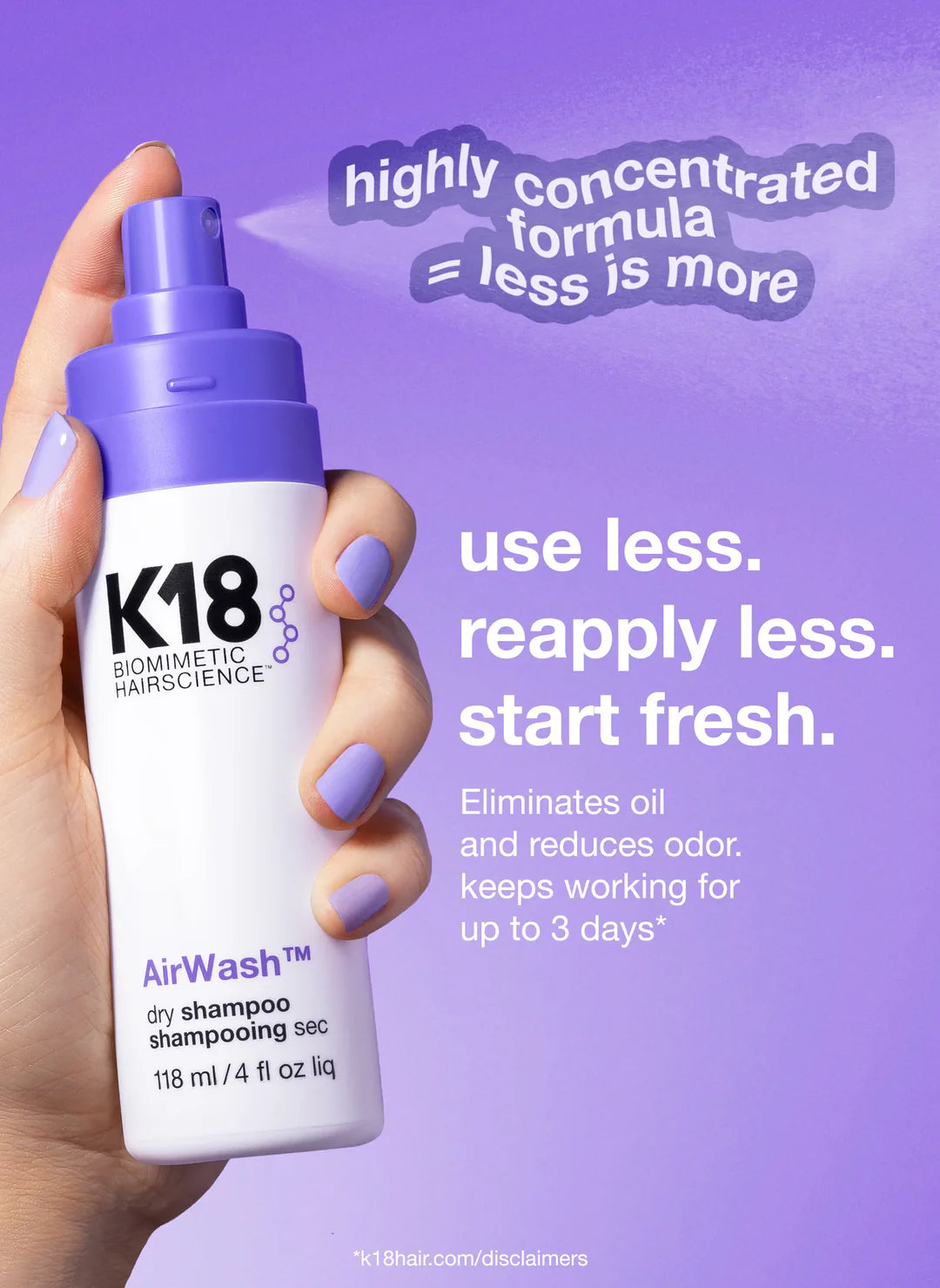 K18 Air Wash Dry Shampoo 118ML